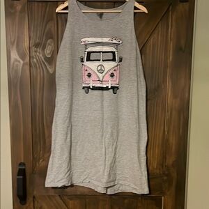 Gray Tank Top with Pink Van Graphic